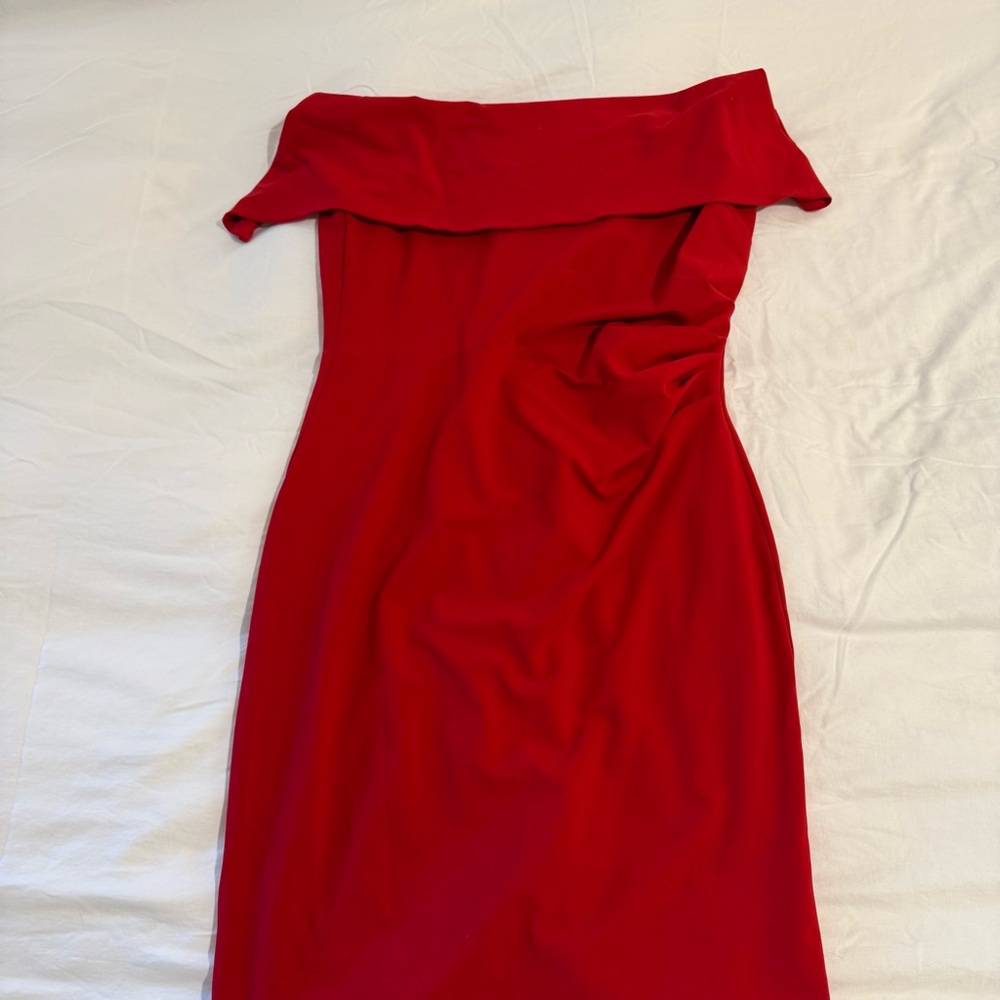 MARINA Off Shoulder Red Cocktail Dress • Size 12